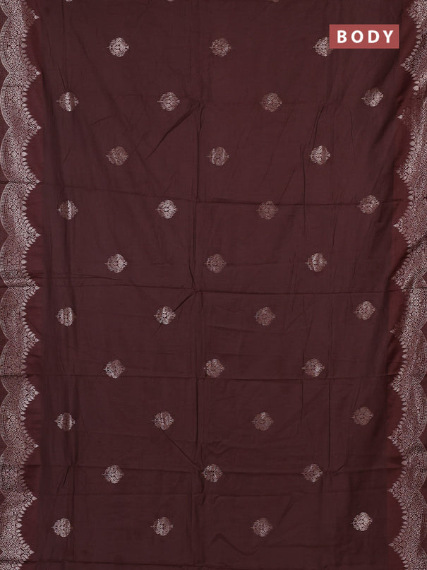 Semi chanderi saree coffee brown with alllover zari woven buttas and zari woven border