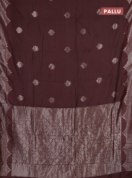 Semi chanderi saree coffee brown with alllover zari woven buttas and zari woven border