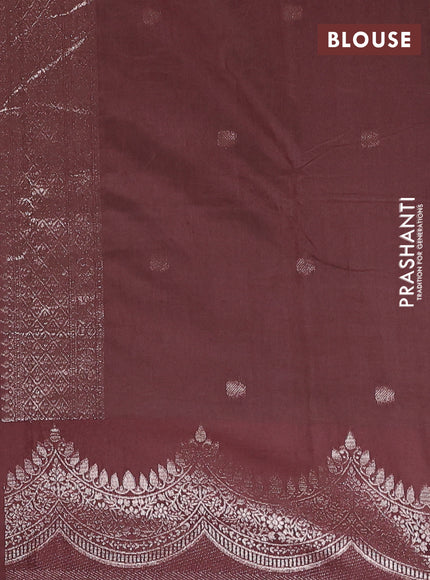 Semi chanderi saree coffee brown with alllover zari woven buttas and zari woven border