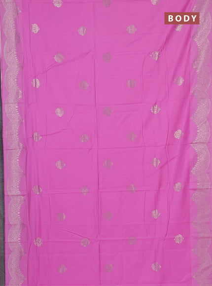 Semi chanderi saree light pink with alllover zari woven buttas and zari woven border