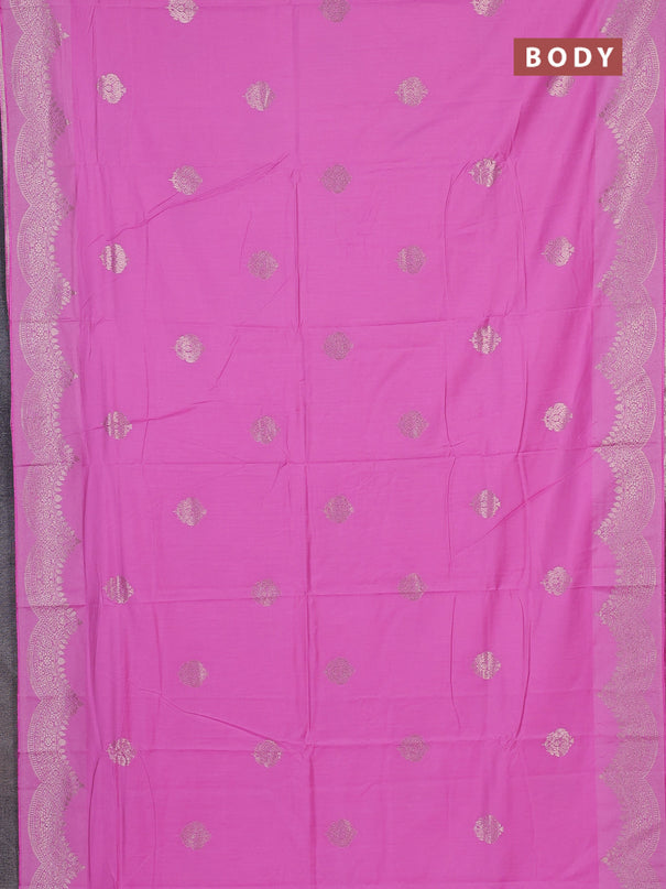 Semi chanderi saree light pink with alllover zari woven buttas and zari woven border