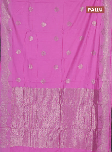 Semi chanderi saree light pink with alllover zari woven buttas and zari woven border