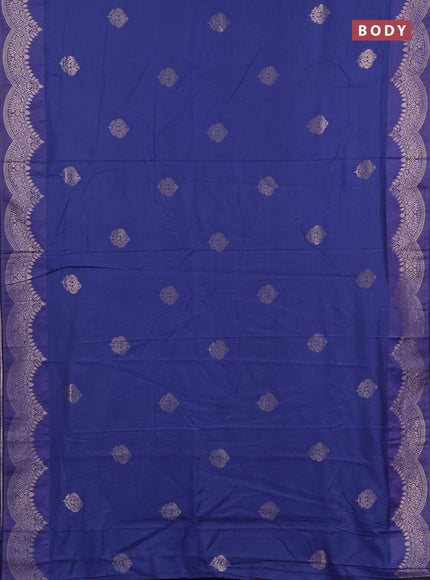 Semi chanderi saree blue with alllover zari woven buttas and zari woven border