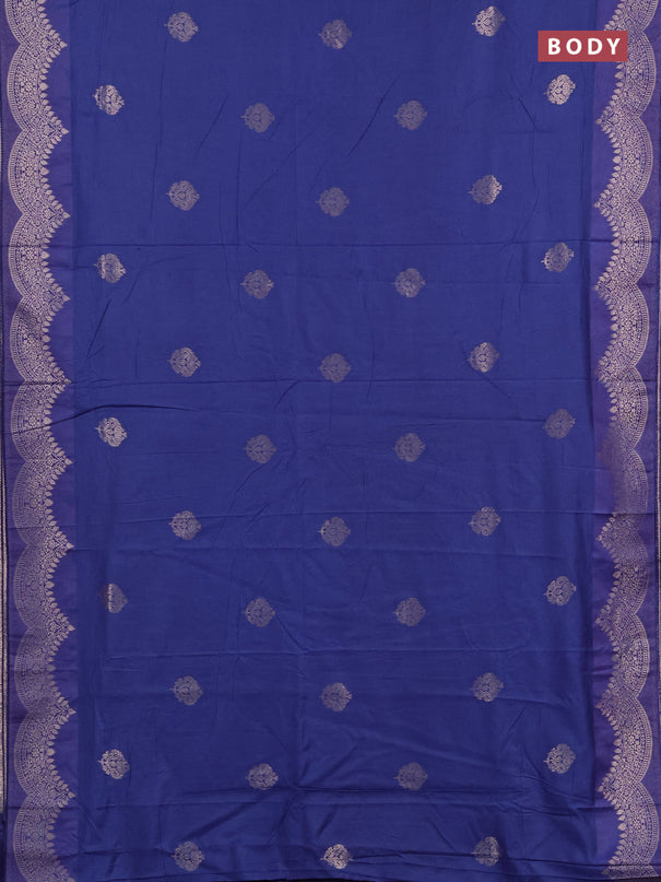 Semi chanderi saree blue with alllover zari woven buttas and zari woven border