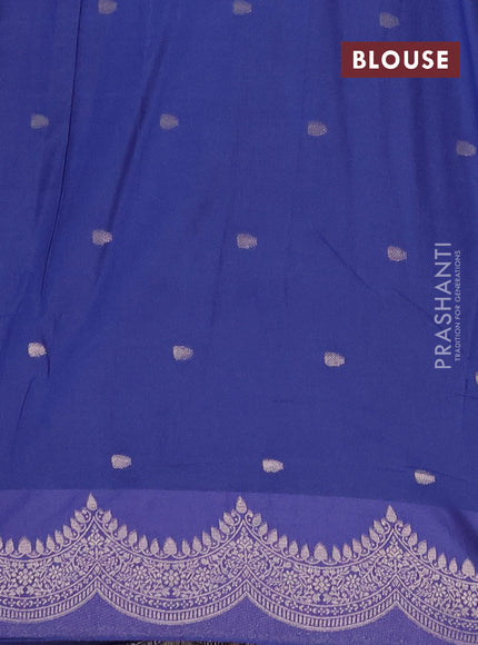 Semi chanderi saree blue with alllover zari woven buttas and zari woven border