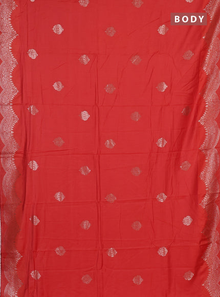 Semi chanderi saree orange with alllover zari woven buttas and zari woven border