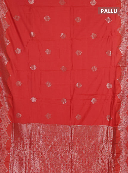 Semi chanderi saree orange with alllover zari woven buttas and zari woven border