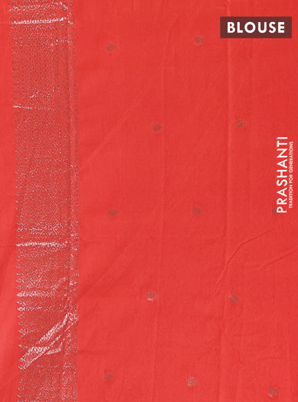 Semi chanderi saree orange with alllover zari woven buttas and zari woven border