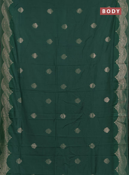 Semi chanderi saree green with alllover zari woven buttas and zari woven border