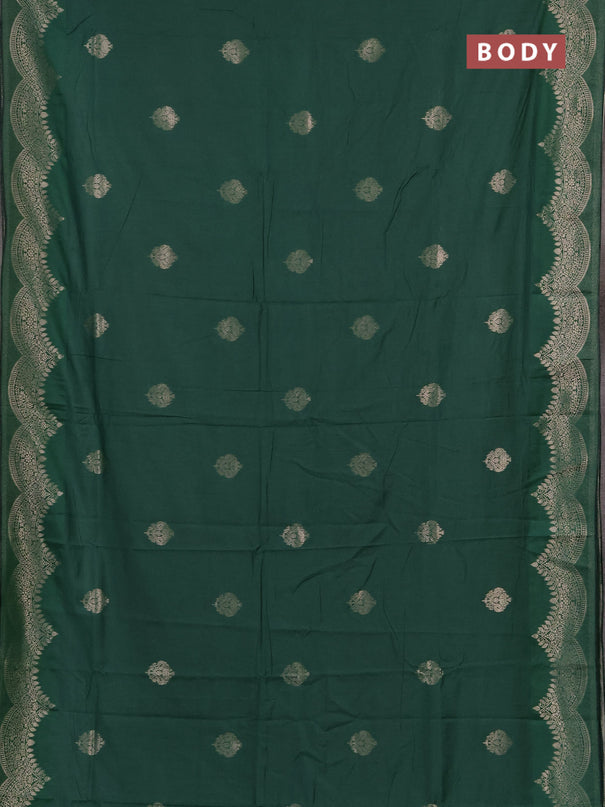 Semi chanderi saree green with alllover zari woven buttas and zari woven border