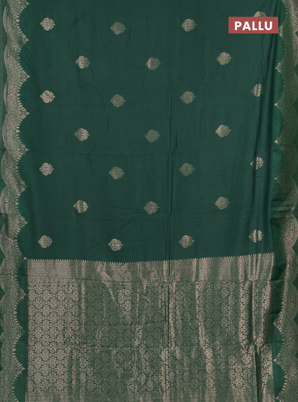 Semi chanderi saree green with alllover zari woven buttas and zari woven border