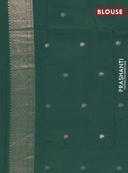 Semi chanderi saree green with alllover zari woven buttas and zari woven border