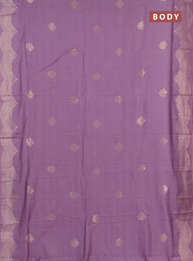 Semi chanderi saree lavender with alllover zari woven buttas and zari woven border