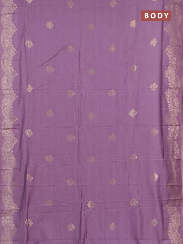 Semi chanderi saree lavender with alllover zari woven buttas and zari woven border