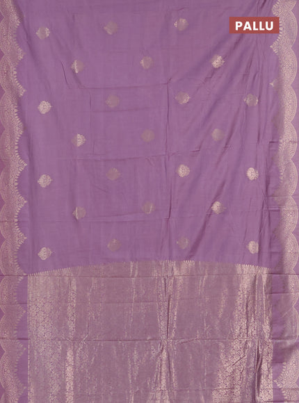 Semi chanderi saree lavender with alllover zari woven buttas and zari woven border