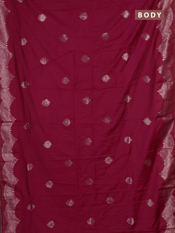 Semi chanderi saree pink with alllover zari woven buttas and zari woven border