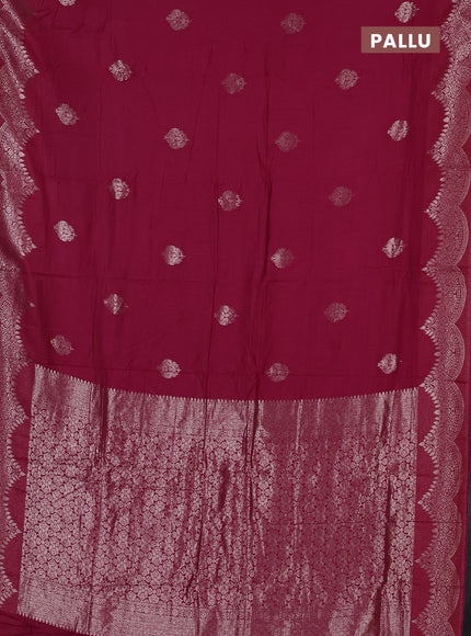 Semi chanderi saree pink with alllover zari woven buttas and zari woven border