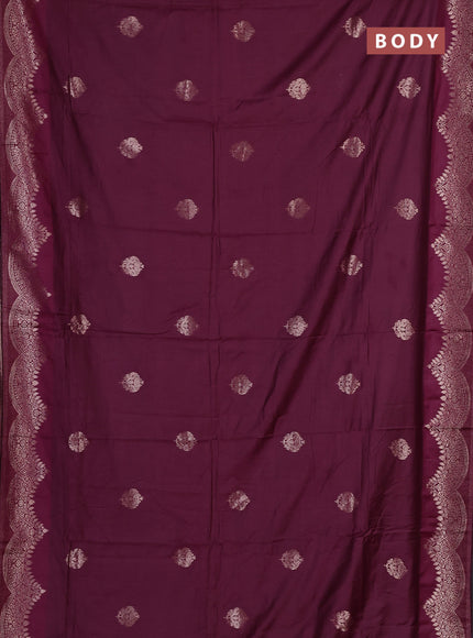 Semi chanderi saree deep wine with alllover zari woven buttas and zari woven border