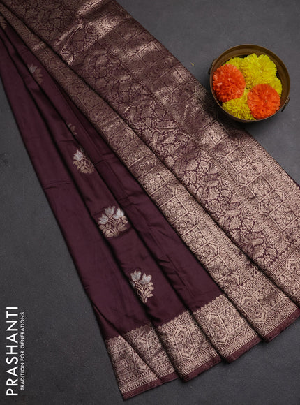 Semi chanderi saree wine shade with zari woven buttas and zari woven border