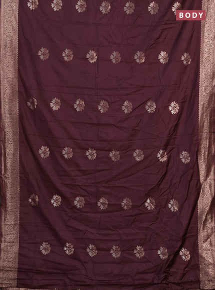 Semi chanderi saree wine shade with zari woven buttas and zari woven border