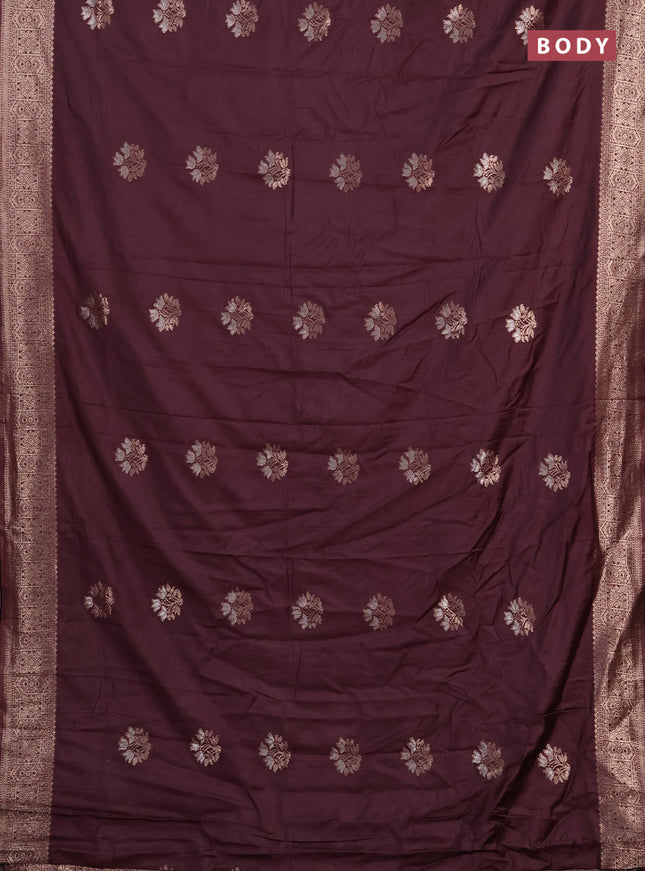 Semi chanderi saree wine shade with zari woven buttas and zari woven border