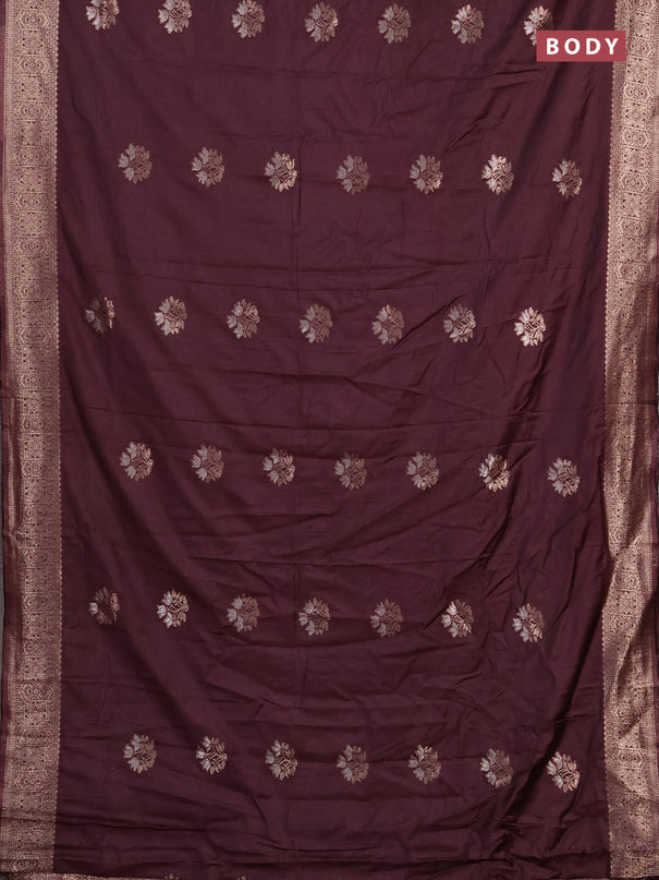 Semi chanderi saree wine shade with zari woven buttas and zari woven border