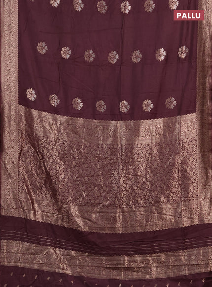 Semi chanderi saree wine shade with zari woven buttas and zari woven border