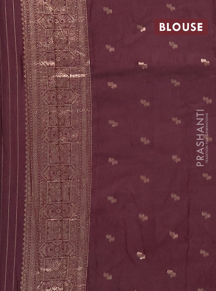Semi chanderi saree wine shade with zari woven buttas and zari woven border