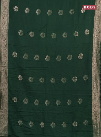 Semi chanderi saree green with zari woven buttas and zari woven border