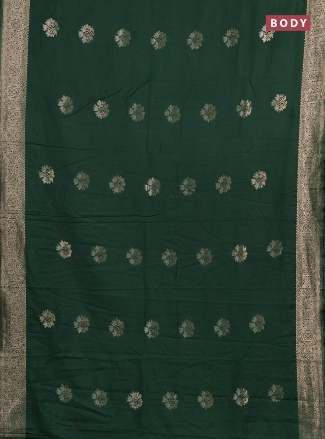 Semi chanderi saree green with zari woven buttas and zari woven border