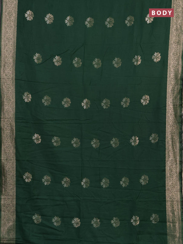 Semi chanderi saree green with zari woven buttas and zari woven border