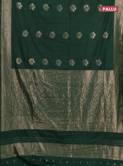 Semi chanderi saree green with zari woven buttas and zari woven border