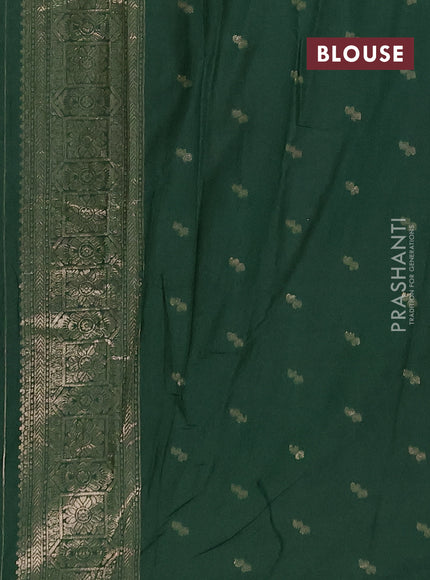 Semi chanderi saree green with zari woven buttas and zari woven border