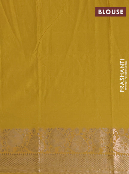 Semi chanderi saree mustard yellow with allover self emboss & zari buttas and zari woven border
