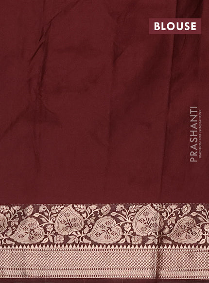 Semi chanderi saree coffee brown with allover self emboss & zari buttas and zari woven border