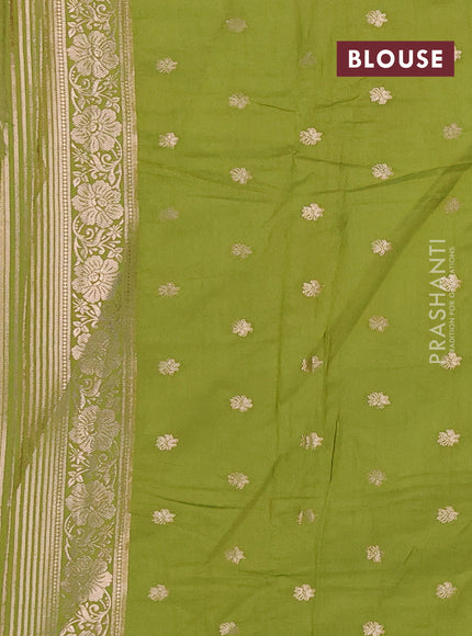 Semi chanderi saree light green with zari woven buttas and zari woven border
