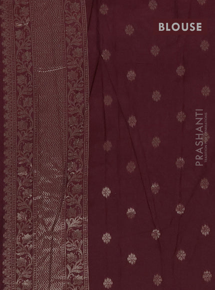 Semi chanderi saree wine shade with plain body and zari woven border