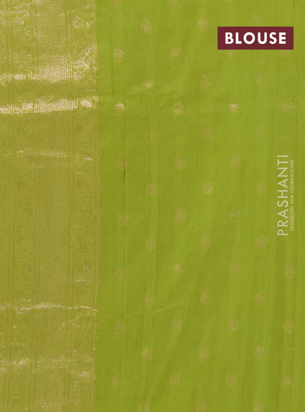 Semi chanderi saree light green with plain body and zari woven border