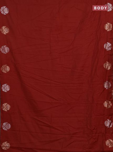 Semi chanderi saree maroon with plain body and zari woven border