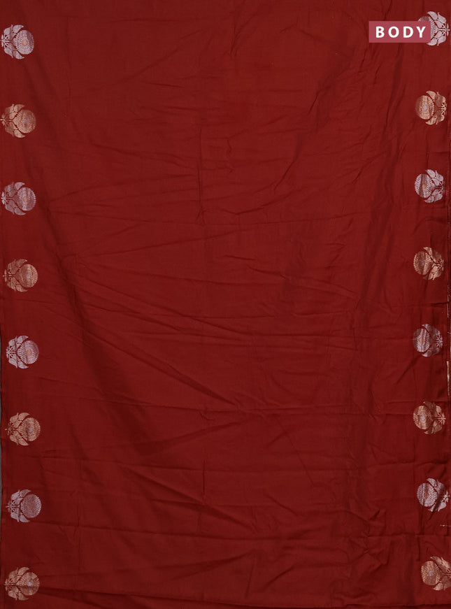 Semi chanderi saree maroon with plain body and zari woven border