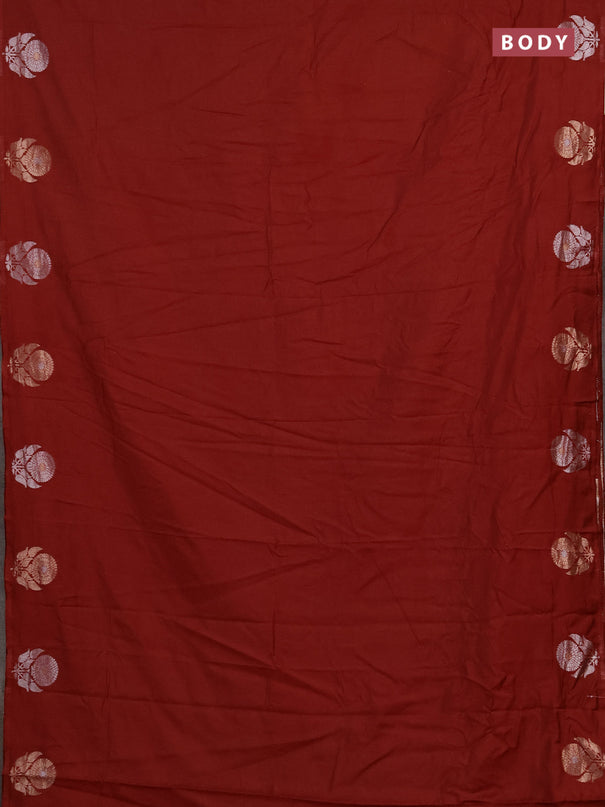 Semi chanderi saree maroon with plain body and zari woven border
