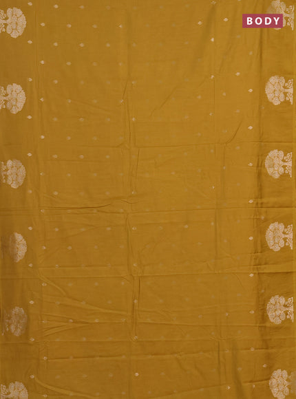 Semi chanderi saree mustard yellow with allover zari woven buttas and zari woven border