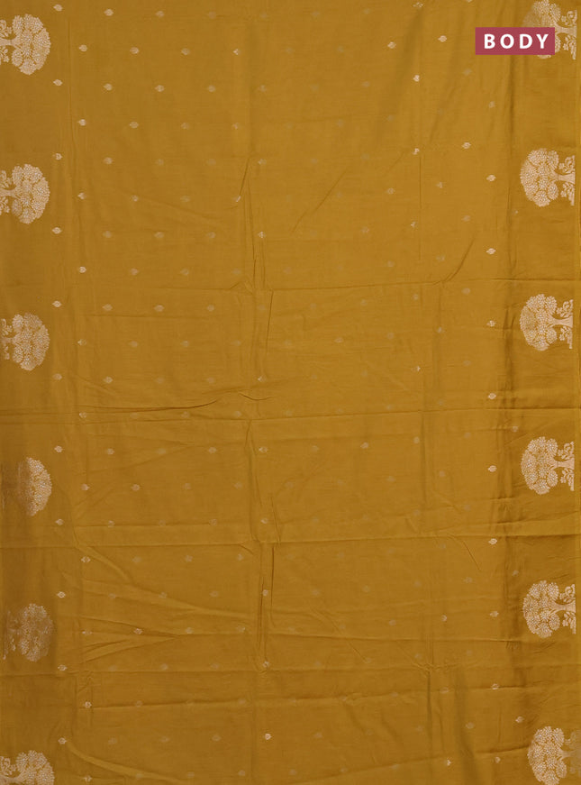 Semi chanderi saree mustard yellow with allover zari woven buttas and zari woven border