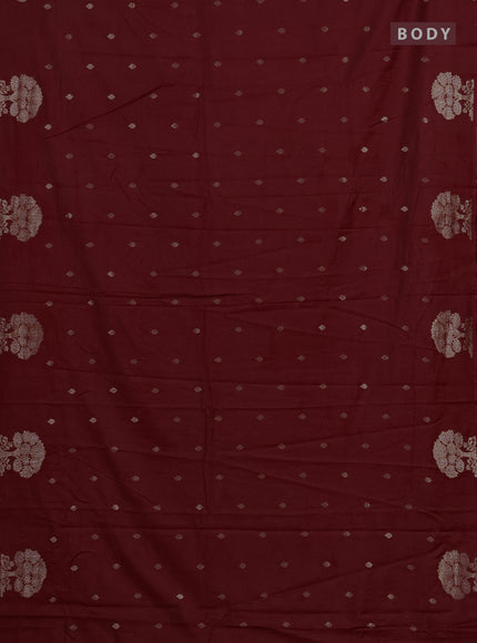 Semi chanderi saree maroon with allover zari woven buttas and zari woven border