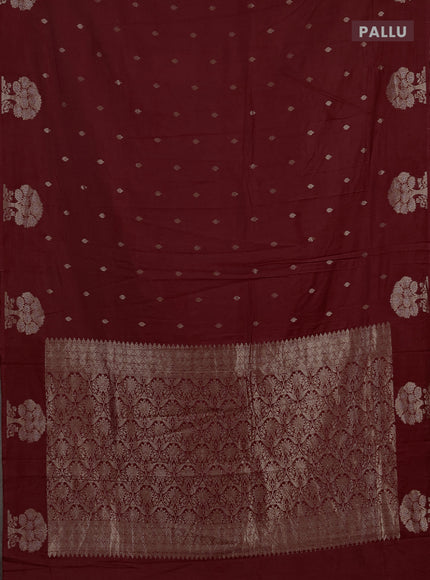 Semi chanderi saree maroon with allover zari woven buttas and zari woven border