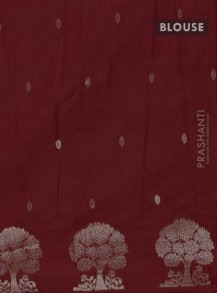 Semi chanderi saree maroon with allover zari woven buttas and zari woven border