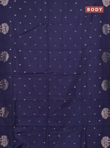 Semi chanderi saree navy blue with allover zari woven buttas and zari woven border