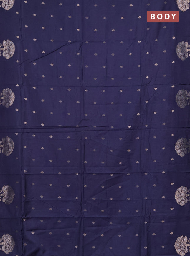 Semi chanderi saree navy blue with allover zari woven buttas and zari woven border