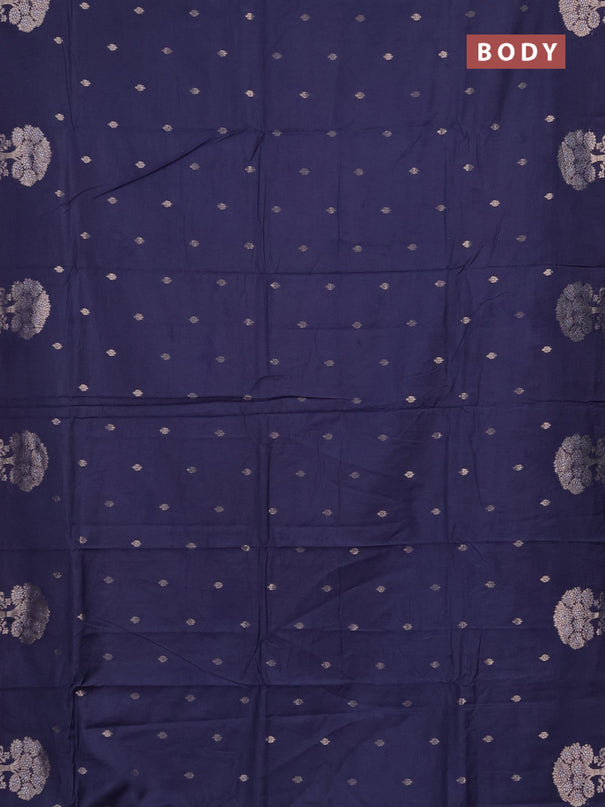 Semi chanderi saree navy blue with allover zari woven buttas and zari woven border