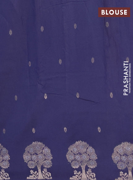 Semi chanderi saree navy blue with allover zari woven buttas and zari woven border